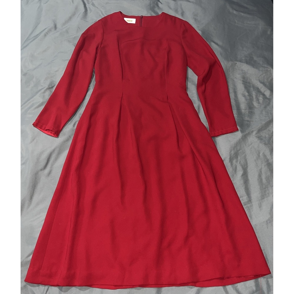 Vintage 1990's Talbots Women's Red Dress Size Small Polyester With Long Sleeves.